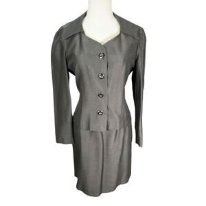 Lois Snyder Dani Max Vintage Elegant 2 Piece Skirt Suit Black Size 8 USA Made